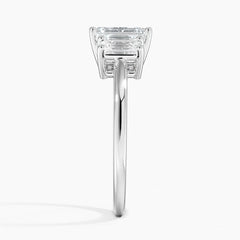 5 Carat IGI CERTIFIED E VS1 Emerald Cut Lab Grown Diamond Three Stone Ring 14k