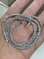 Men Genuine Lab Grown Diamond Tennis Necklace D VS 19.30 Carat 14k 20'' Inch