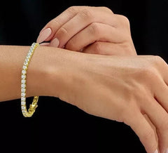 7.00Ct TW Round Diamond 7" Tennis Bracelet 14k Yellow Gold Lab Grown (D/VS)