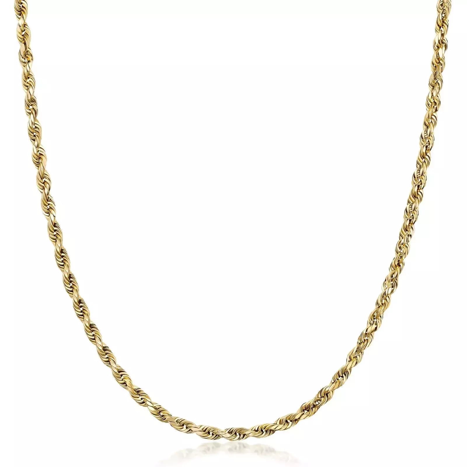 14K Yellow Gold Diamond Cut Rope Chain Necklace 3mm - Unisex ALL Sizes
 