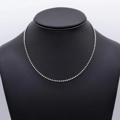 925 Sterling Silver Ball Bead Moon Cut Chain 2mm Rhodium - Made In Italy