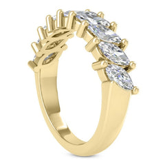1.35 Carat Marquise Cut Lab Grown Diamond Eternity Band Ring 14k Yellow Gold