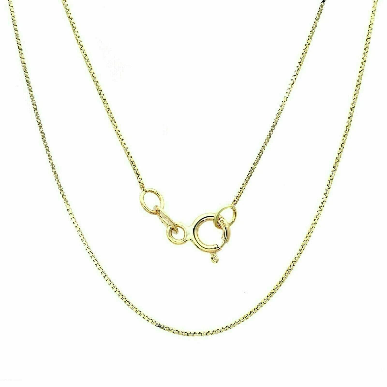 14K Solid Yellow Gold Box Necklace Real Gold Chain 16" 18" 20" 22" 24" 26" 30"