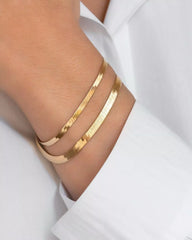14K Yellow Gold Plated Over 925 Sterling Silver 4.50mm Herringbone Bracelet