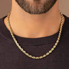 Real 14k Gold Plated Over Solid 925 Sterling Silver Rope Chain 5.00mm
