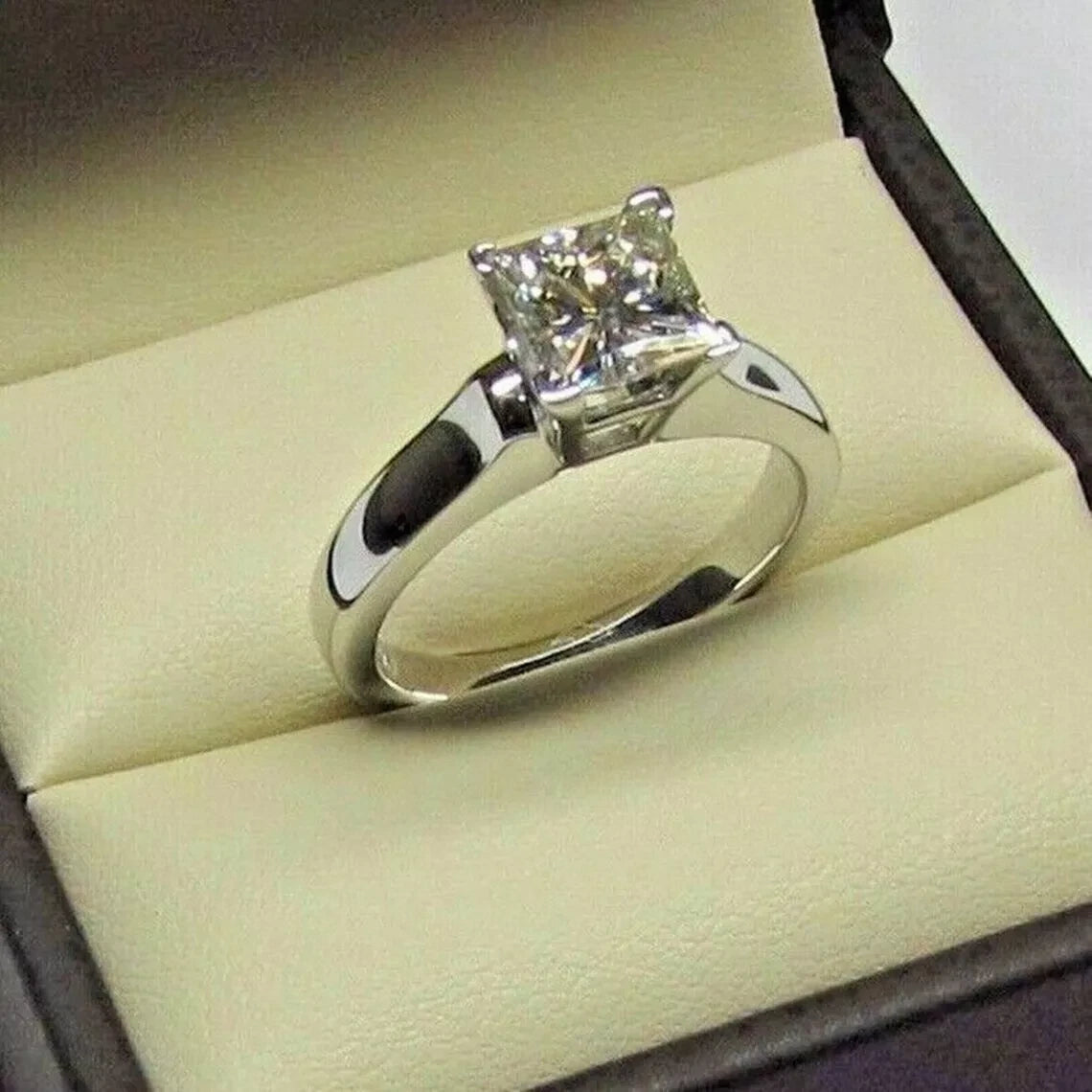 IGI Certified 2 Ct Princess Cut Lab Grown Diamond Solitaire Ring 14k Gold, D VS1