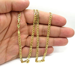 14K Yellow Gold 4.70mm Italian Cuban Curb Chain Link Necklace Mens Women