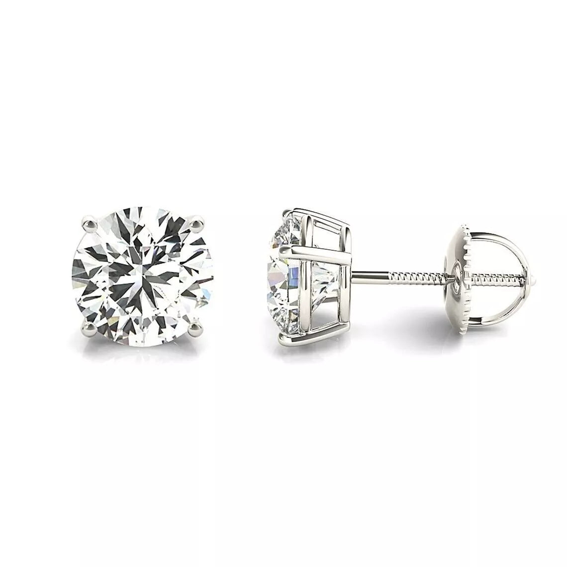 14K Gold Lab Grown Diamond Stud Earrings IGI Certified 0.50 Ct-1.50 Ct D/F VS1