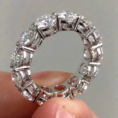 6.75 Ctw Round Cut Moissanite Eternity Wedding Band Ring 14K White Gold GRA