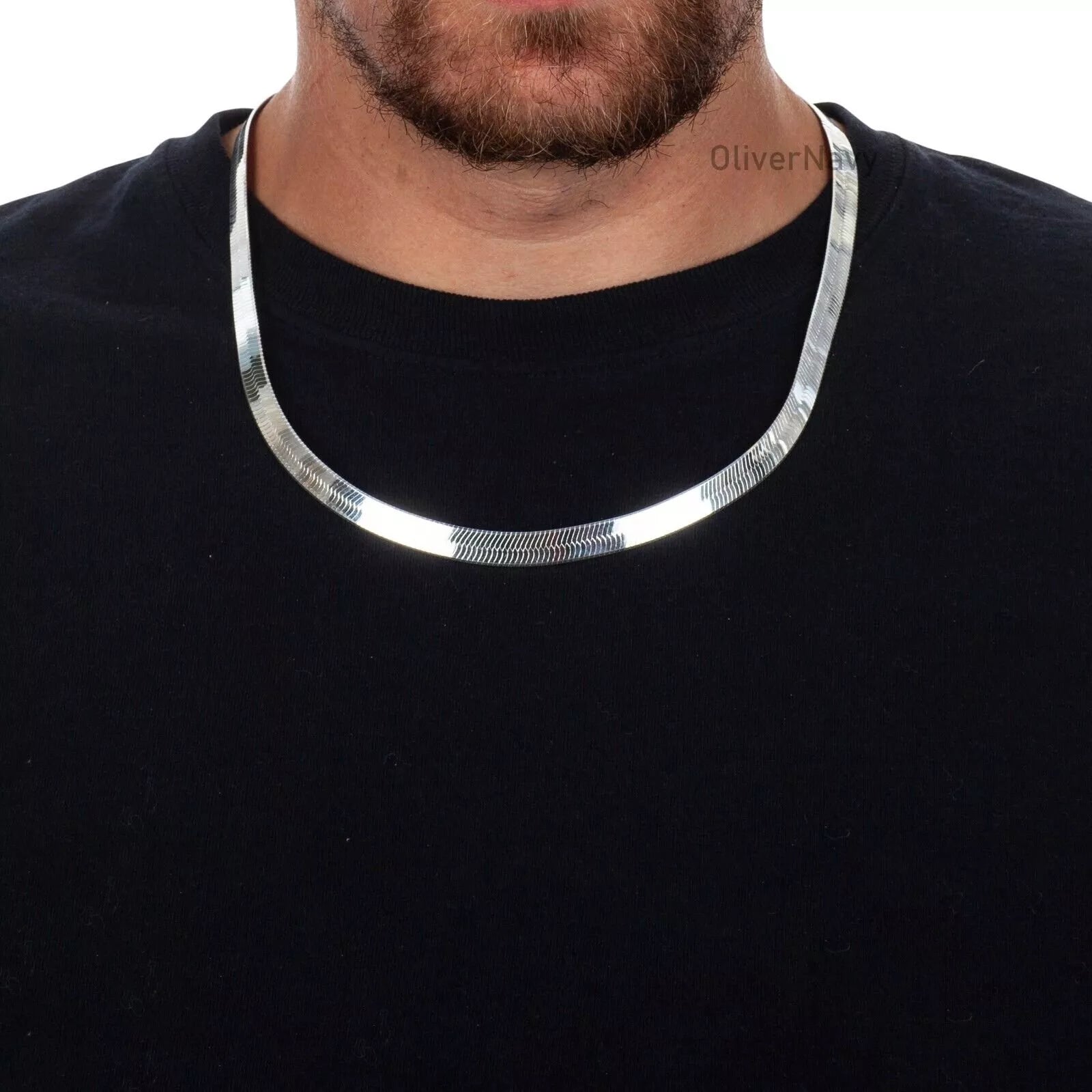 925 Sterling Silver 9mm Herringbone Necklace Italian Chain - All Sizes