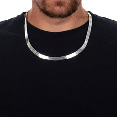 925 Sterling Silver 9mm Herringbone Necklace Italian Chain - All Sizes