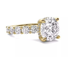 Hidden Halo 4.30 Ct E VS1 Lab Grown Round Diamond Engagement Ring 14k IGI