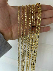 Figaro Chain 14K Yellow Gold-Plated 925 Sterling Silver All Sizes Italian