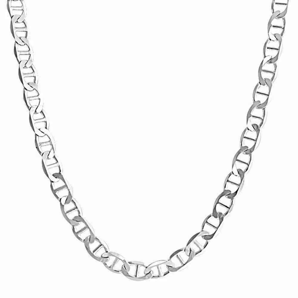 925 Sterling Silver 5.5mm Mariner Italian Chain Necklace in 925 16''-26''