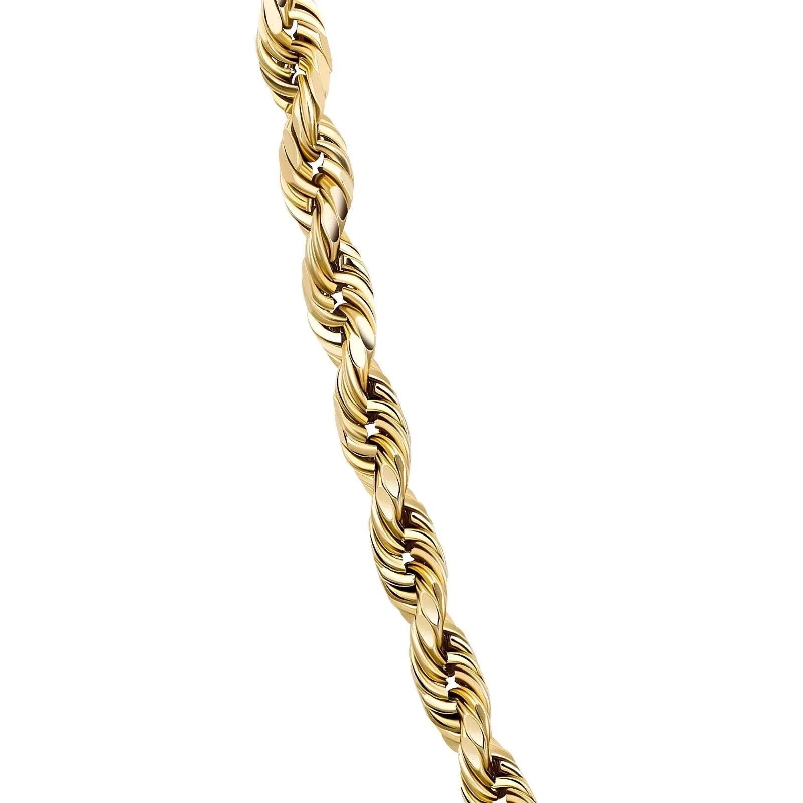 14K Yellow Gold Diamond Cut Rope Chain Necklace 3mm - Unisex ALL Sizes