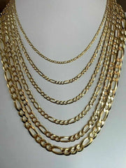 Figaro Chain 14K Yellow Gold-Plated 925 Sterling Silver All Sizes Italian