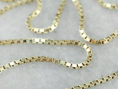 14K Solid Yellow Gold Box Necklace Real Gold Chain 16" 18" 20" 22" 24" 26" 30"
