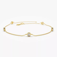 1.25 Carats Diamonds By The Yard Bracelet 14K Yellow Gold Lab Grown Station 7''