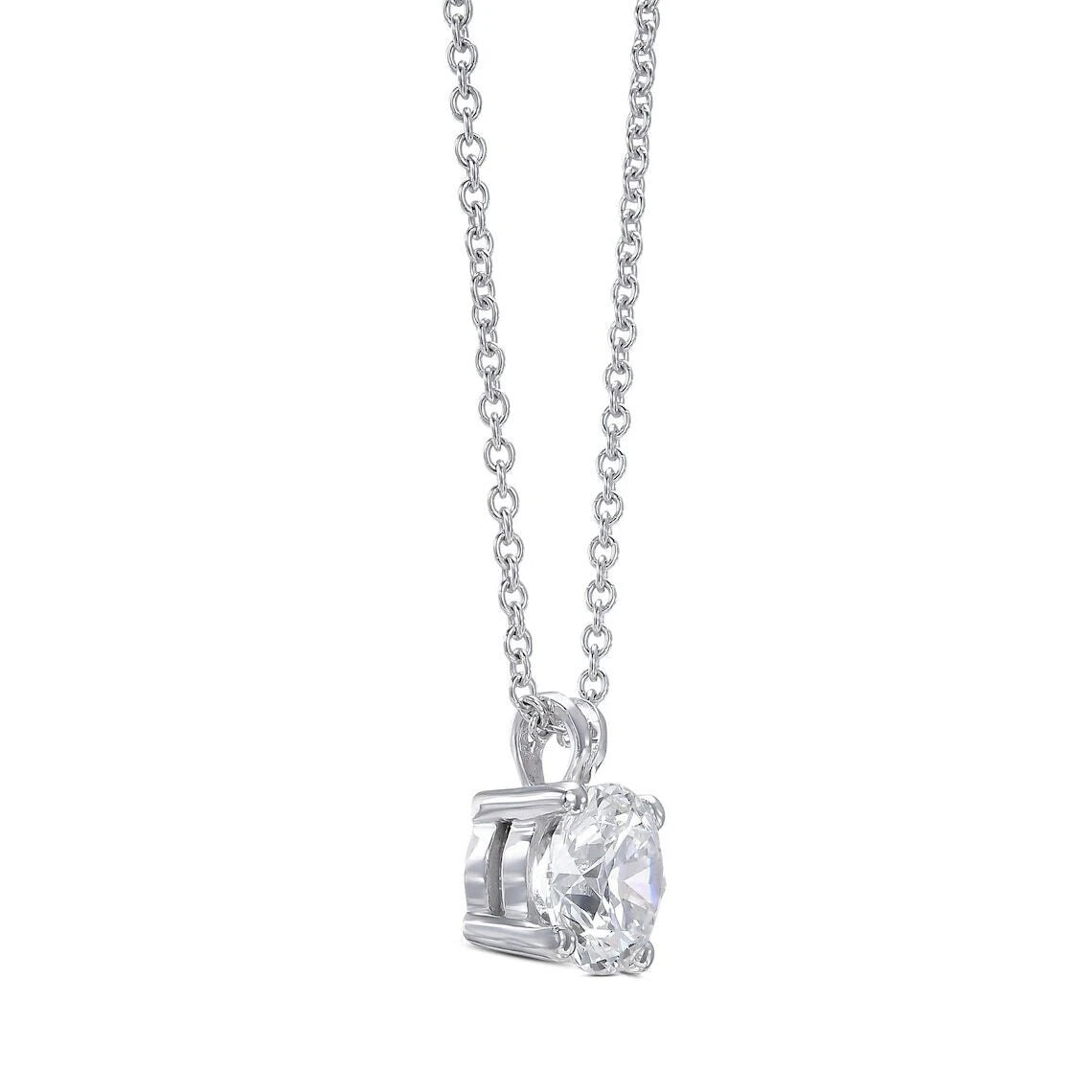 IGI Lab Grown Diamond E VS1 3.00 Carat Round Solitaire Pendant Necklace 14K