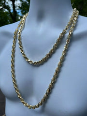 14k Yellow Gold Plated Over 925 Sterling Silver Rope Chain Mens Necklace 8mm NEW