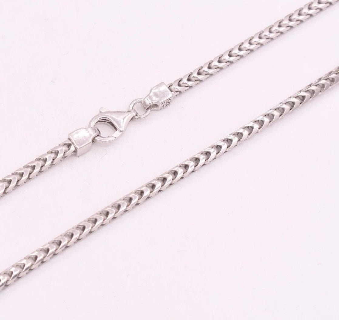 3mm Anti-Tarnish Solid Franco Chain Necklace Real 925 Sterling Silver ITALY