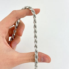 925 Sterling Silver Diamond Cut Rope Chain 5mm Mens Necklace Rhodium Finish
