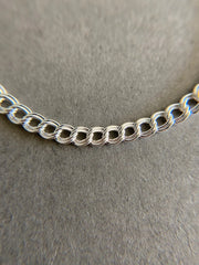 925 Sterling Silver 4MM Double Link Charm Bracelet Chain Men Women 7'' 8'' 9''