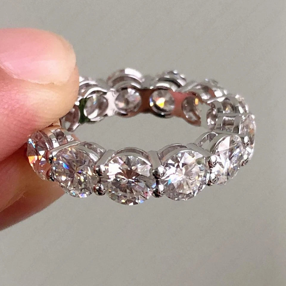 6.75 Ctw Round Cut Moissanite Eternity Wedding Band Ring 14K White Gold GRA