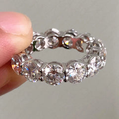 6.75 Ctw Round Cut Moissanite Eternity Wedding Band Ring 14K White Gold GRA