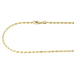 925 Sterling Silver 14k Gold 2mm Rice Typhoon Moon Cut Bead Chain Necklace
