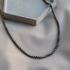 925 Sterling Silver Oxidized 2.6mm Italian Round Box Chain Necklace Italian Made