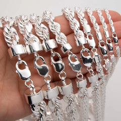925 Sterling Silver Italian DIAMOND CUT ROPE CHAIN Necklace All Sizes - UNISEX