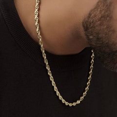 Real 14k Gold Plated Over Solid 925 Sterling Silver Rope Chain 5.00mm