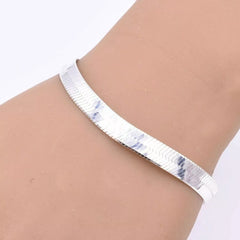 925 Sterling Silver 5.5mm Flexible Herringbone Bracelet, All Sizes, Italy