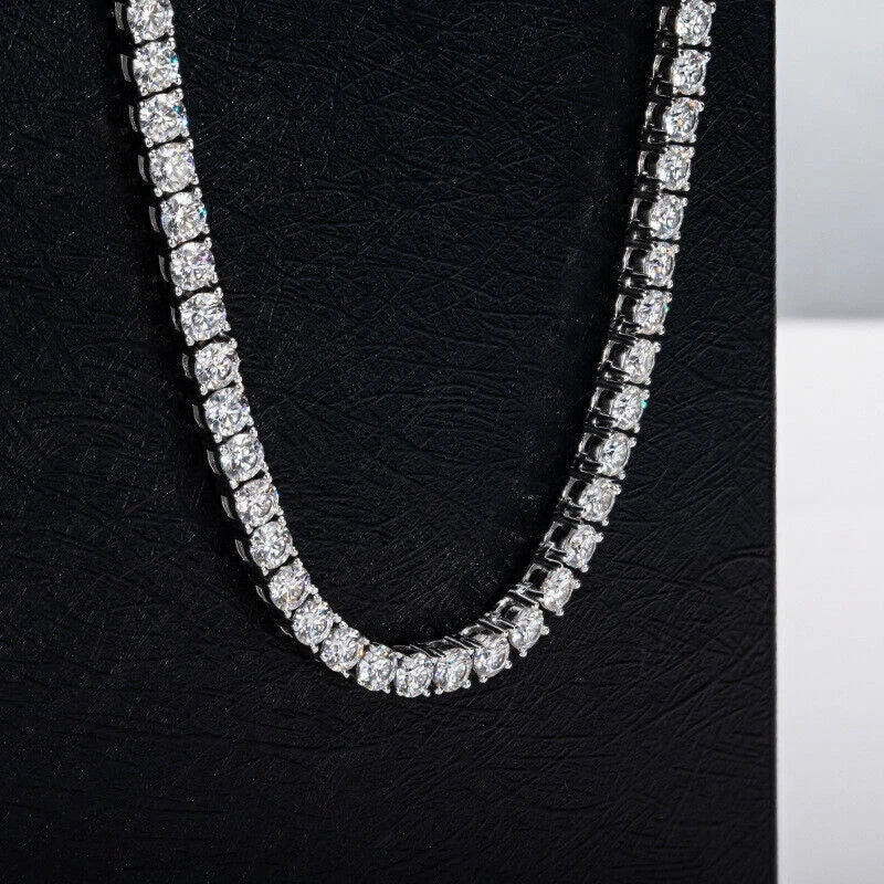 MOISSANITE Tennis Chain Real 925 Silver Necklace 4mm - GRA Certified 16''-24''