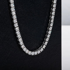MOISSANITE Tennis Chain Real 925 Silver Necklace 4mm - GRA Certified 16''-24''