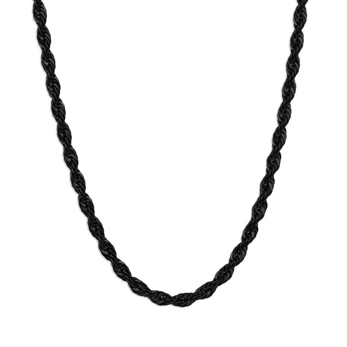 Round Byzantine Link Chain Necklace - Black Rhodium 925 Sterling Silver - 16-30 - 2mm - 16 Round Byzantine Link Chain Necklace - Black Rhodium 925 Sterling Silver - 16-30 - 2mm - 16
