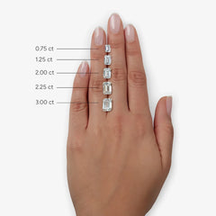 5 Carat IGI CERTIFIED E VS1 Emerald Cut Lab Grown Diamond Three Stone Ring 14k