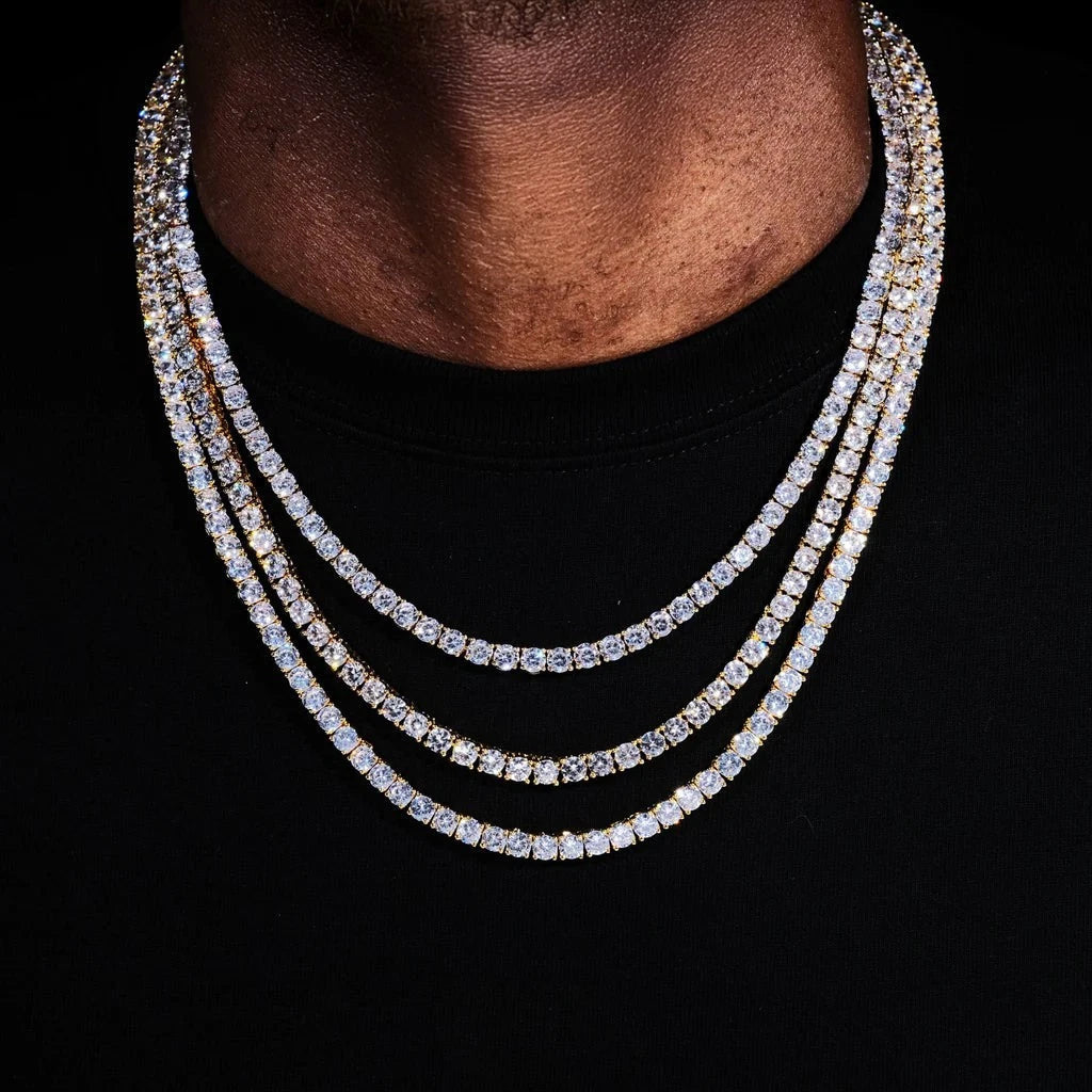MOISSANITE Tennis Chain Real 925 Silver Necklace 4mm - GRA Certified 16''-24''