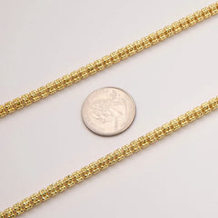 4mm 14k Yellow Gold Diamond-Cut Ice Link Chain Sterling Silver 925 Italy