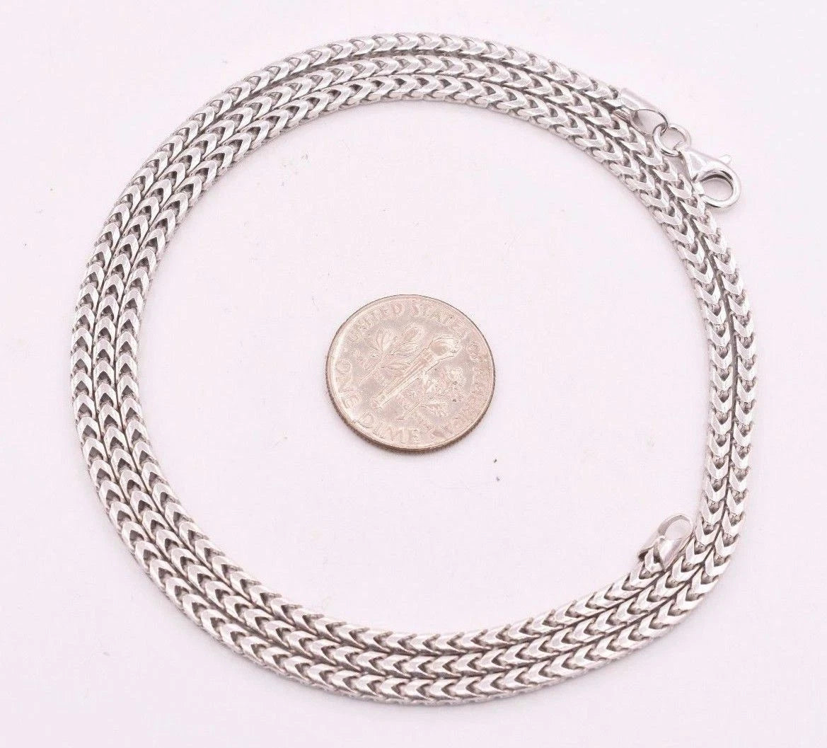 2.5mm Anti-Tarnish Solid Franco Chain Necklace Real 925 Sterling Silver ITALY