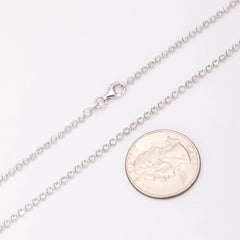 925 Sterling Silver Ball Bead Moon Cut Chain 2mm Rhodium - Made In Italy