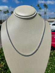 Men Genuine Lab Grown Diamond Tennis Necklace D VS 19.30 Carat 14k 20'' Inch