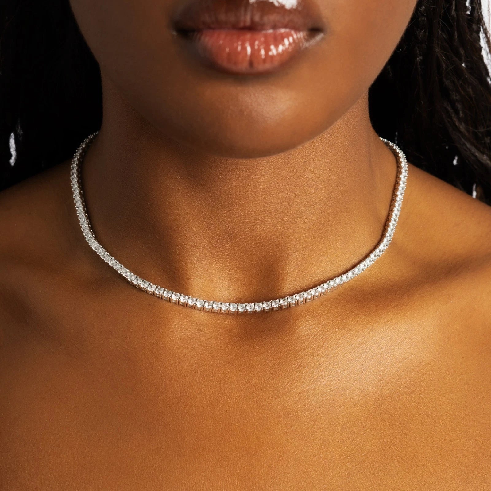 MOISSANITE Tennis Chain Real 925 Silver Necklace 3mm - GRA Certified 16''-24''