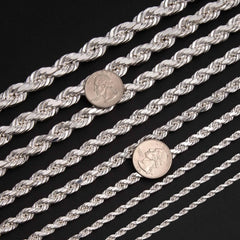 925 Sterling Silver Italian DIAMOND CUT ROPE CHAIN Necklace All Sizes - UNISEX