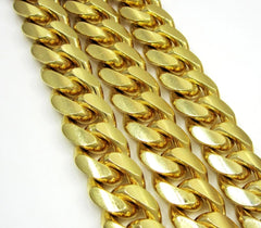 14K Yellow Gold Plated Over 925 Sterling Silver Miami Cuban Chain 13mm Box Lock