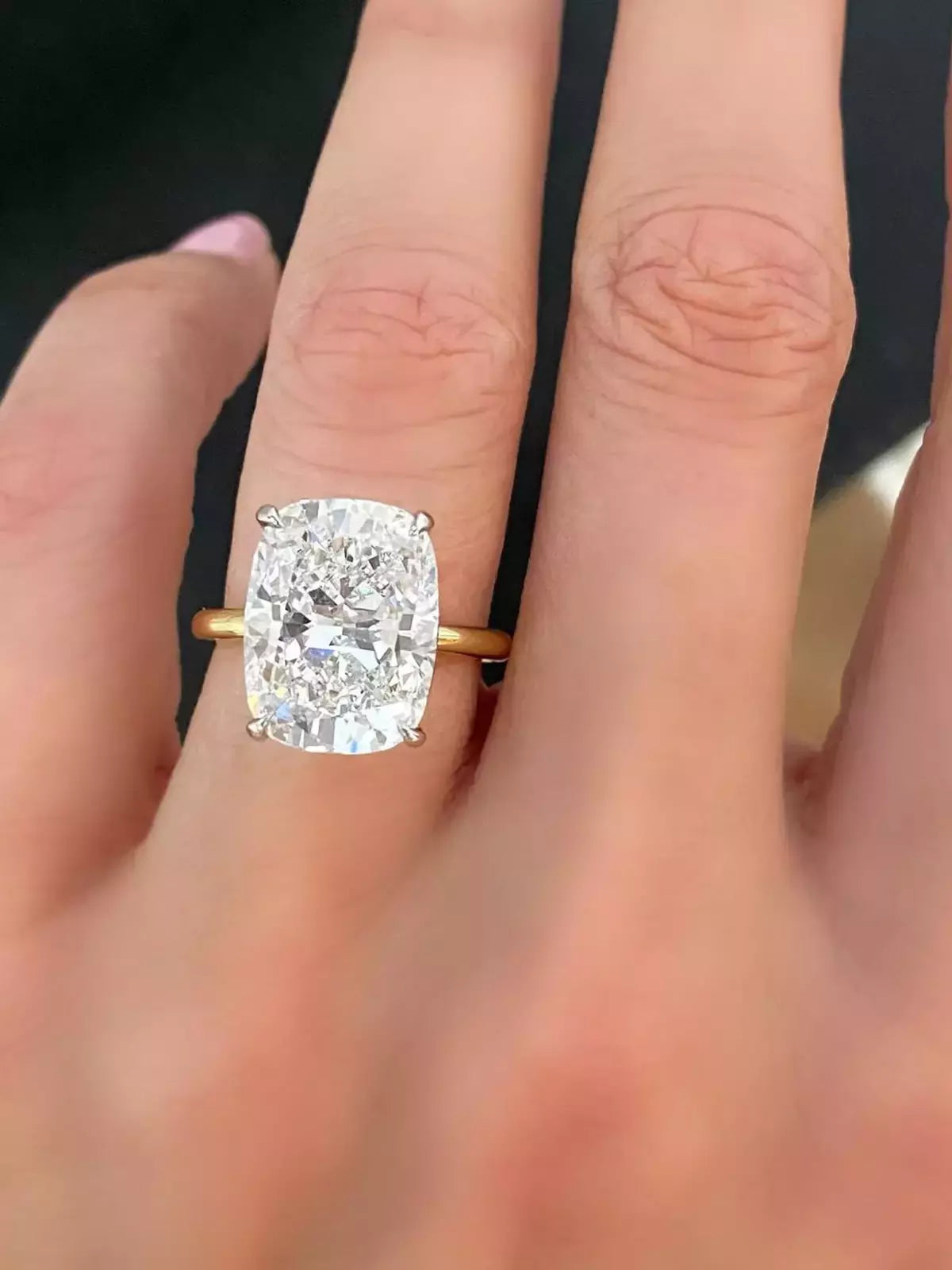 Long Rind IGI Certified Long Cushion Cut 5.50CT Lab Grown Diamond Ring 14k Gold ...
