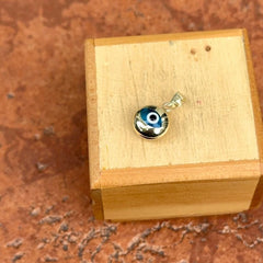 14k Solid Gold Blue Murano Glass Evil Eye Pendant, 14k Gold, Good Luck