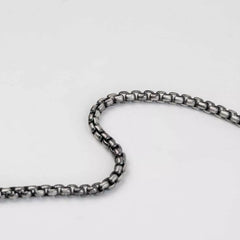 925 Sterling Silver Oxidized 2.6mm Italian Round Box Chain Necklace Italian Made