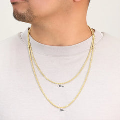 18k Yellow Gold 3mm Diamond Cut Rope Chain Italian Necklace Mens Womens 16"-30"